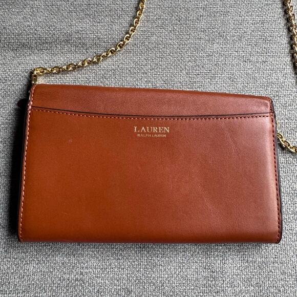 Lauren Ralph Lauren Leather Medium Adair Crossbody Lauren Tan - Picture 7 of 12